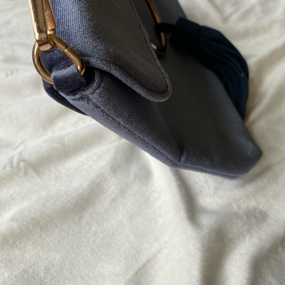 Street Level Blue and Gold Clutch Velvet Wristlet - Picture 8 of 9